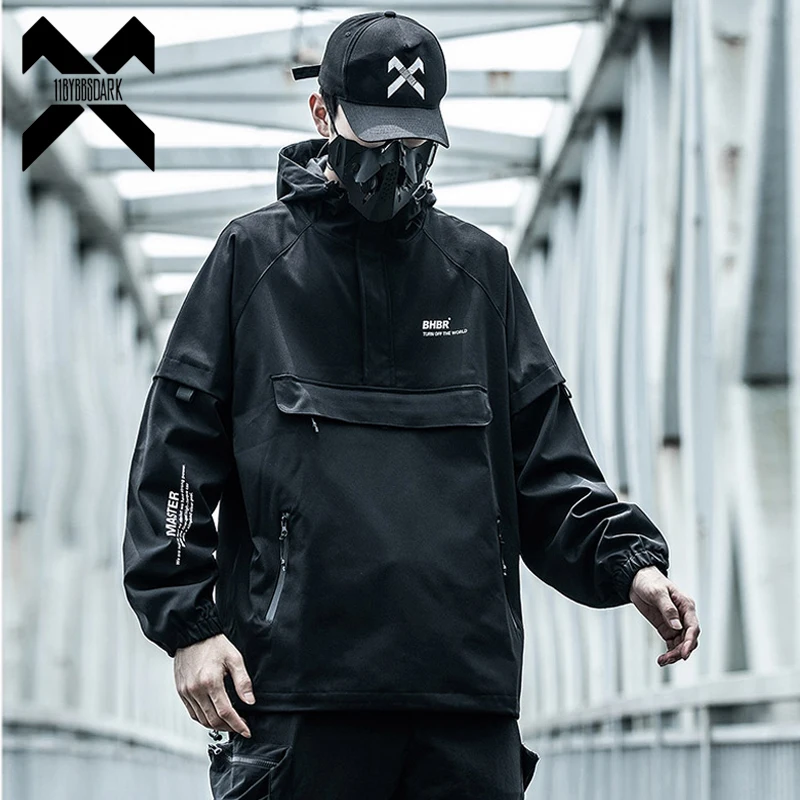 

Куртка-карго 11 BYBB'S DARK, Мужская тактическая уличная одежда, ветровка, пальто с капюшоном, Модные осенние куртки, свободные топы, черный BB107, 2020