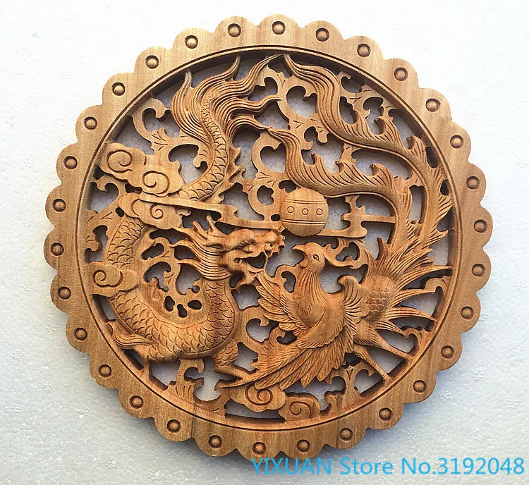 

Longfengchenxiang tallado de madera redonda alcanfor tallado de madera maciza artesanías decoración hueca China colgante de