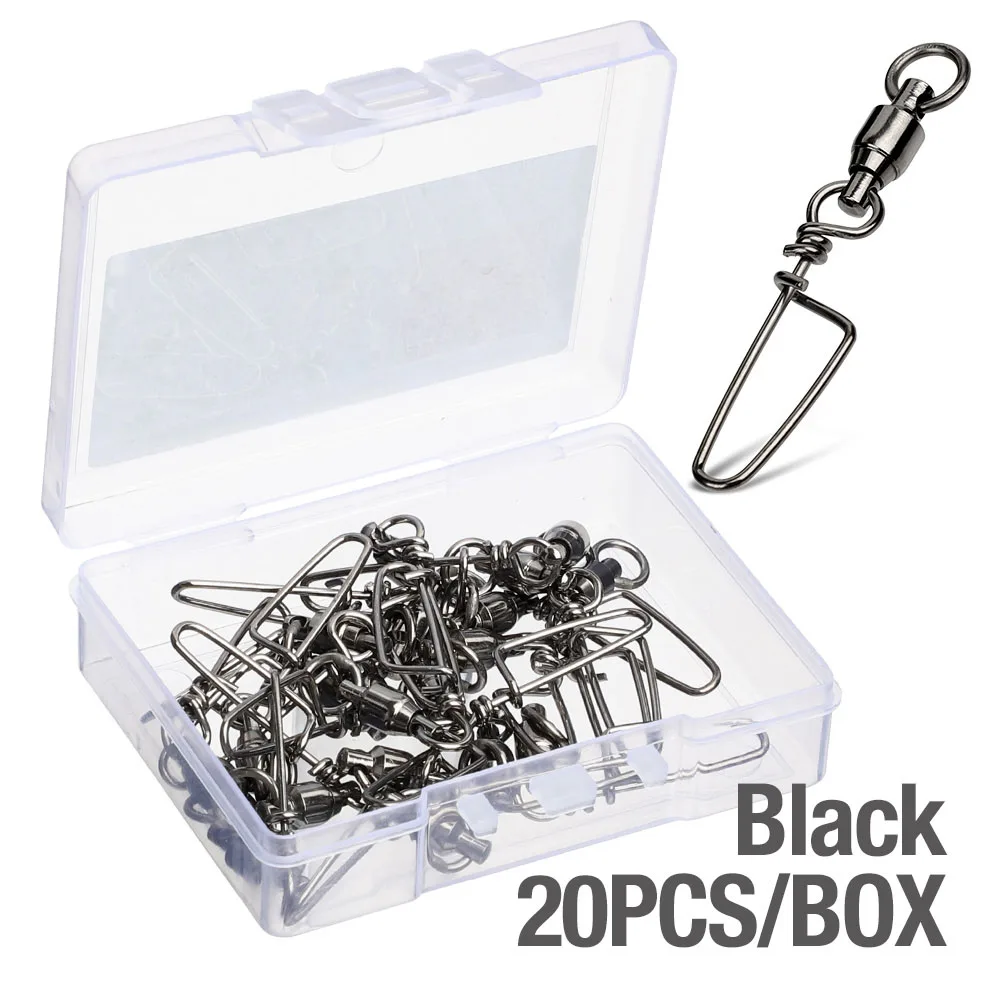 20 Pcs Black DONQL 10/20/50 шт рыболовные Вертлюги разъем шариковый подшипник оснастки 0#6# Вращающийся шарнир для рыболовный крючок Приманка для карпа на рыбалку аксессуары - Цвет: 20 Pcs Black