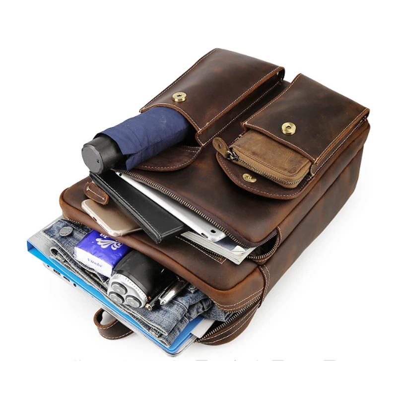 Мужской рюкзак из натуральной кожи для ноутбука 15 дюймов кожаная дорожная сумка