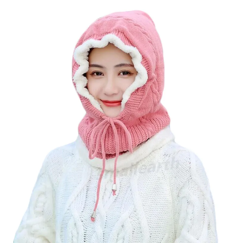 Зимние теплые шапки облегающие для женщин плюс бархатная вязаная шапка с