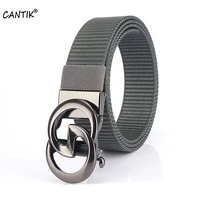 cantik unique design letter automatic buckle grey metal high level quality nylon canvas belts for men jean accessories cbca277
