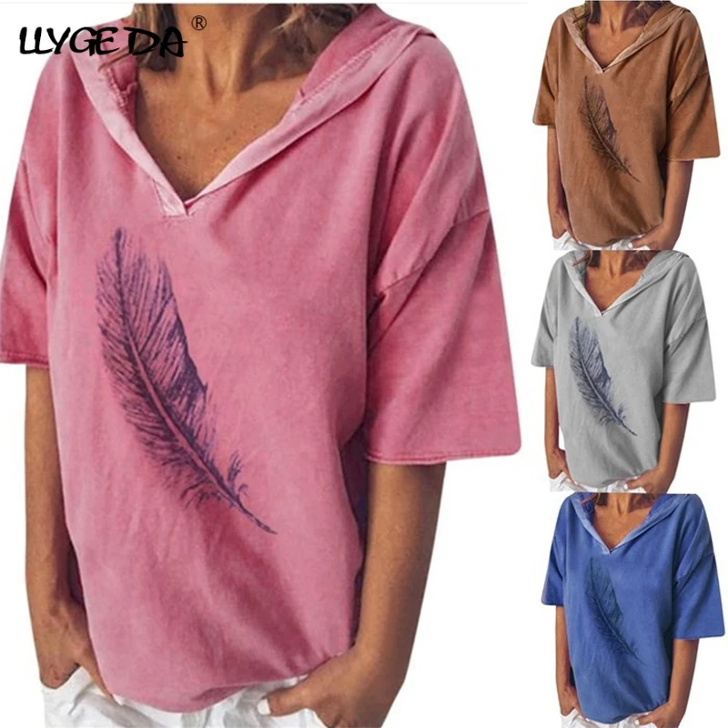 

Plus Size Short Sleeve Women's T-shirt Hoodies Letter Heart Printed Women Tshirts 2021 Summer Pink Casual Loose Female Tops