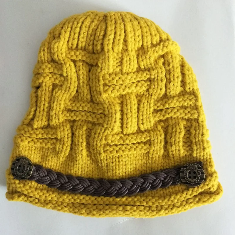 Yellow Модные женские вязаные шапки Теплые повседневные однотонные шапки зимние шапки для девочек - Цвет: Yellow