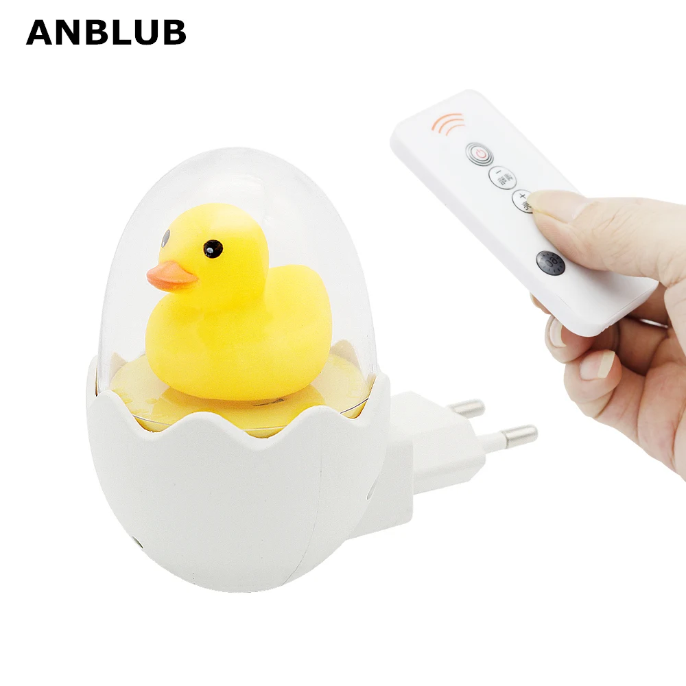 

ANBLUB EU Plug Yellow Duck LED Night Light Sensor Control Dimmable Wall Lamp Remote Control for Home Bedroom Baby Children Kids