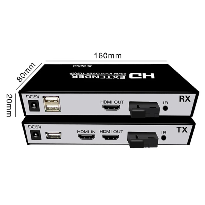 

HDMI Fiber Optic Converter Support USB Control 20Km Fiber Optical Extender with Loop Out Over SC Fiber Cable
