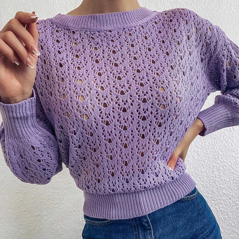 

Woman Sweaters Pullover Women's Pullover Loose Top V-neck Sweater, Hollow-out Sweater For Spring 2021 Femme Chandails