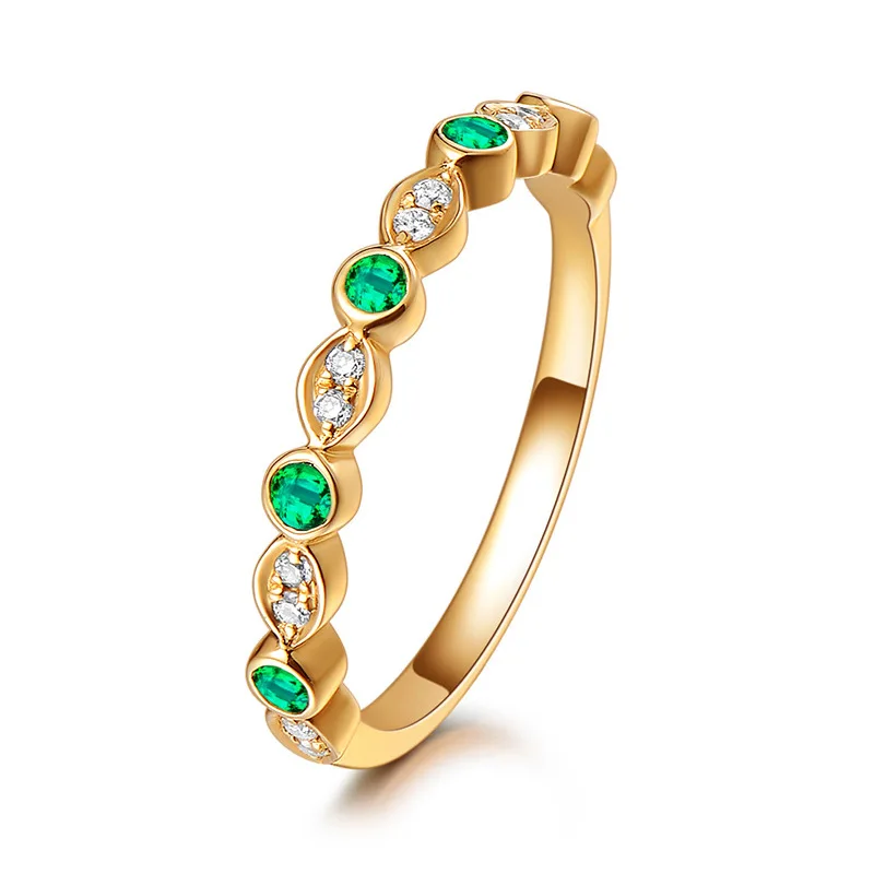 

Real 14k Gold Jewelry for Women Natural Emerald Genuine Emerald Diamond Rings for Women Wedding Anniversary Jewelry