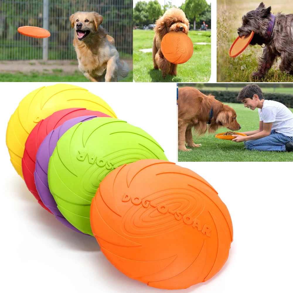 

Dog Flying Discs Toy Soft Floatable UFO Dogs Resistant Pet Bite Chew Disk Eco Friendly Puppy Interactive Outdoor Training
