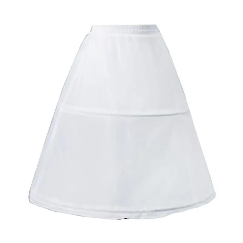 

Kids Flower Girls 2 Hoop Single Layer A-Line Crinoline Drawstring Elastic Waist Petticoat for Wedding Dress Underskirt Half Slip