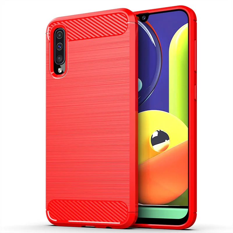 Чехол для телефона для samsung Galaxy A50S защита из углеродного волокна узор силиконовый Ударопрочный Мягкий