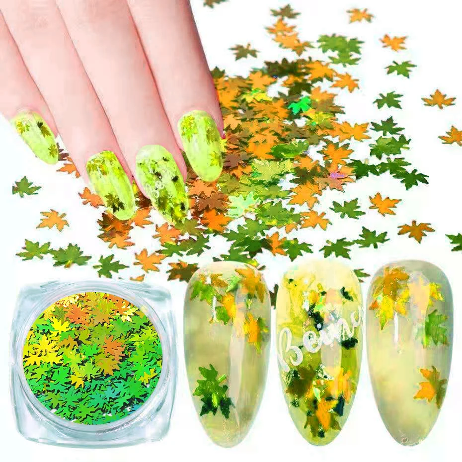 10 фотоблесток зеркальные фотообои кленовые листья меняющие блестки украшения