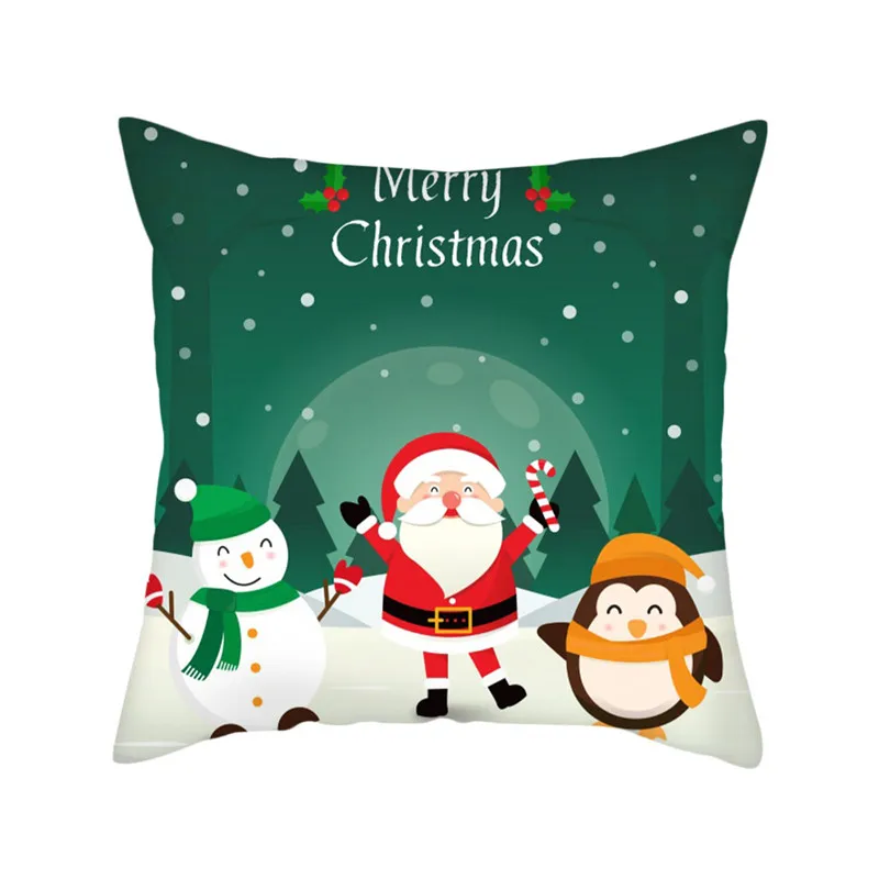 

Fuwatacchi Christmas Style Cushion Cover Cartoon Black Green Pillow Cover Home Sofa Car Decorative Throw Pillowcase 45x45cm