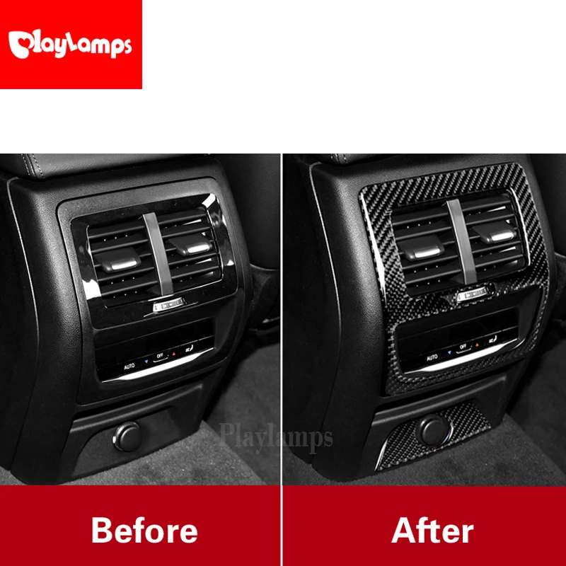 Car Styling For BMW G01 G02 X3 X4 Carbon Fiber Center Console Rear Air Conditioning Outlet Vent Frame stickers Decals | Автомобили и