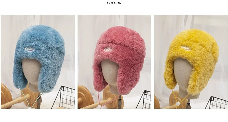 

Hats Female Autumn Winter Korean Style Imitation Rabbit Hair Lovely Rice White Caps Ear Protection Windproof Warm
