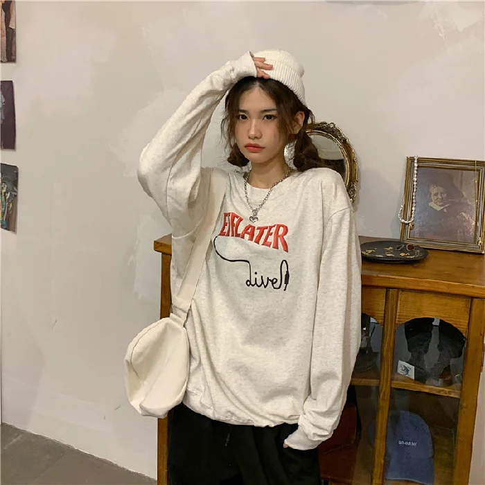 

2021 осенние толстовки большого размера, Суперпопулярный модный топ с круглым вырезом