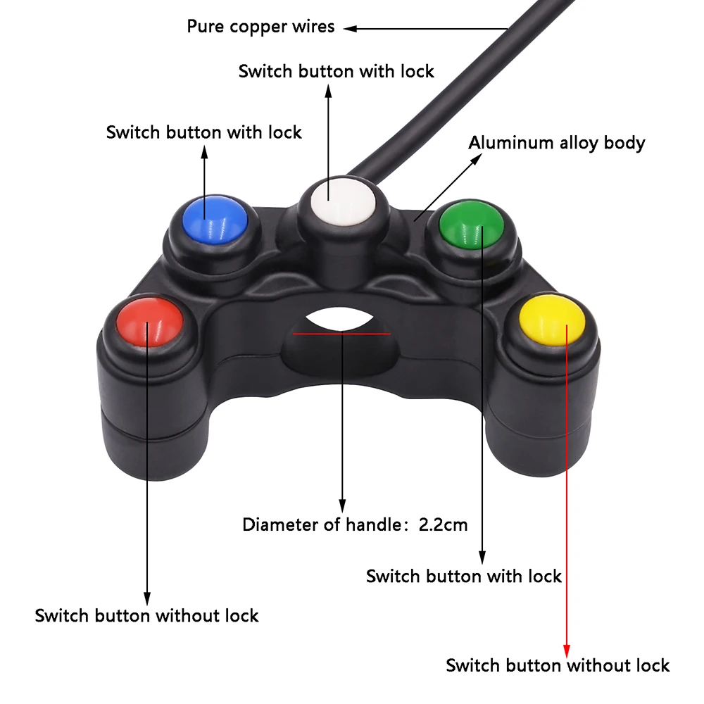 

22 mm Handlebar Motorcycle Switches Fog Light Mount Horn Power Ignition Switch ON OFF Start Aluminum For Honda Yamaha