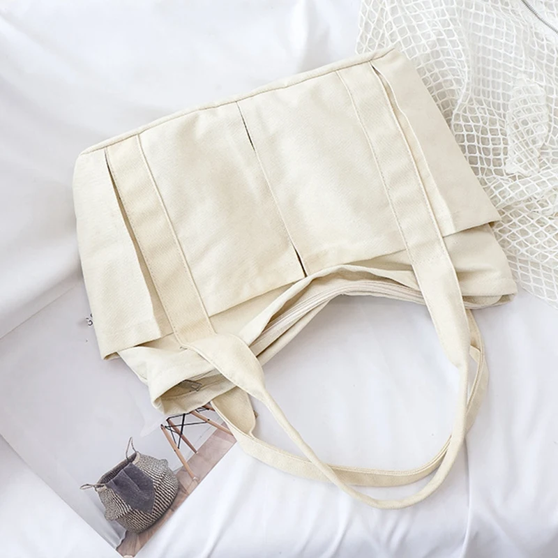 

Canvas Bag Leisure Large Capacity Shopping Bag Simple One Shoulder Big Bag Broadband Handbag