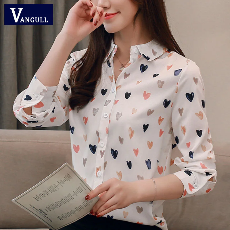 Vangull Повседневная рубашка новая Женская Весенняя с цветочным принтом длинным