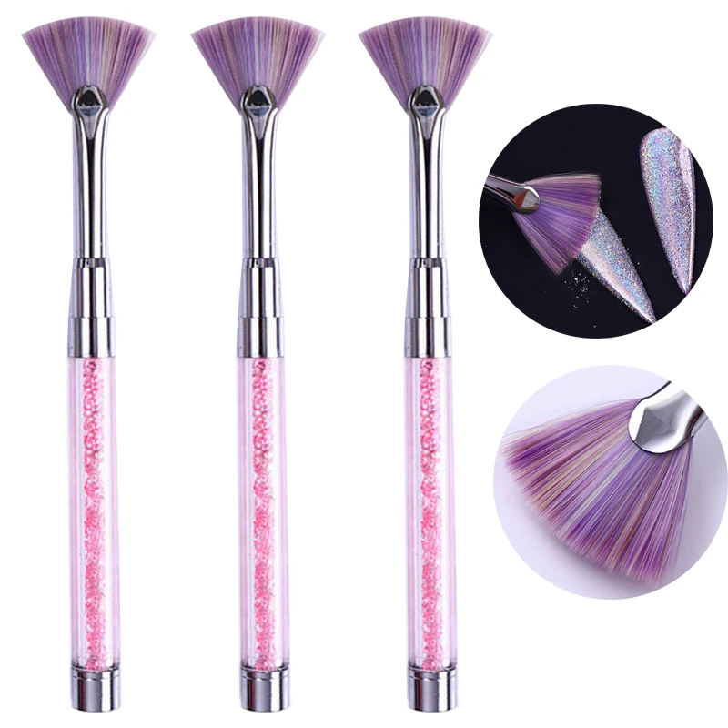 

2/3/4/6/8PCS Rhinestone Nail Desing Painting Drawing Nail Art Brush Glitter Powder Dust Remover Nail Brush Pen Manicure Tools