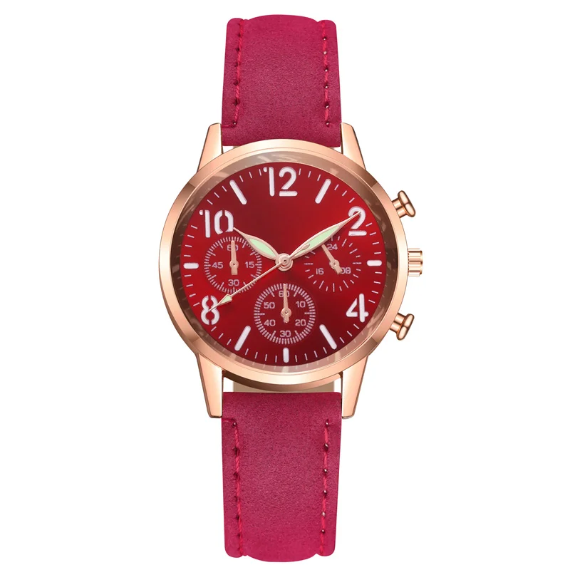 Женские простые арабские цифры Роскошные Кварцевые наручные часы с кожаным