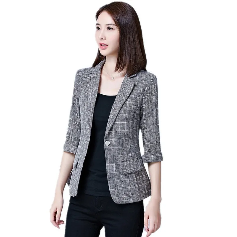 Женские блейзеры и куртки в клетку Офисная деловая куртка для работы приталенный