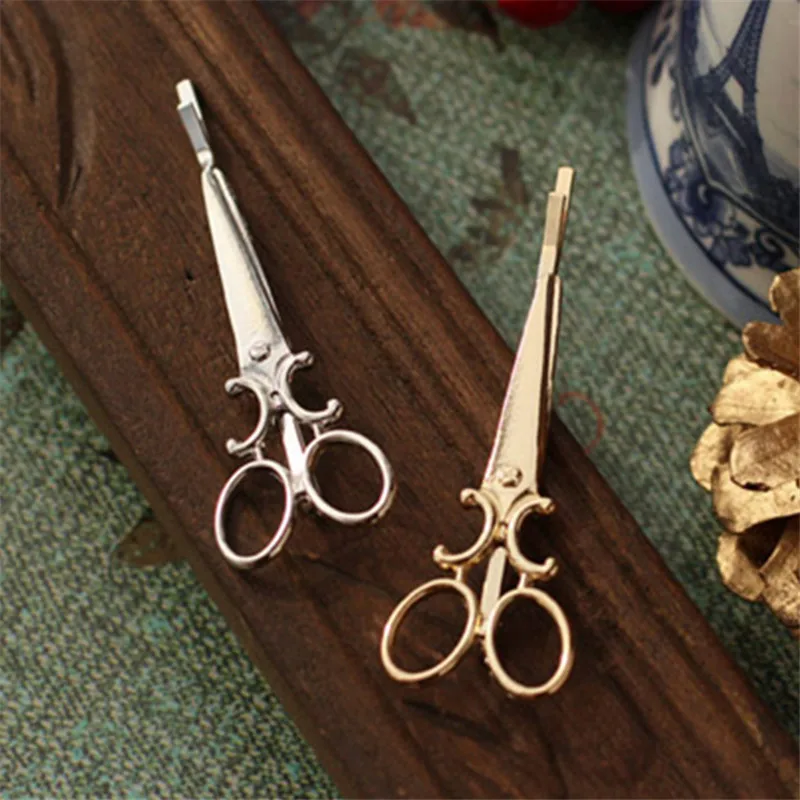 1/2 шт. корейские креативные заколки для волос забавные золотые ножницы в форме