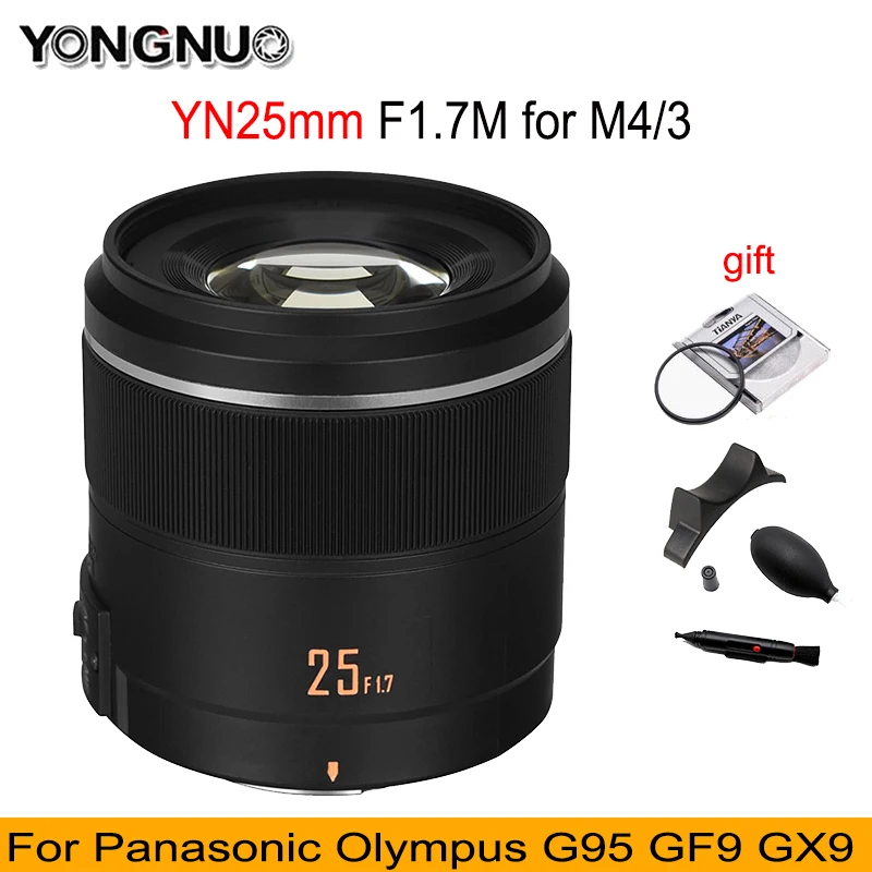 Объектив YONGNUO YN 25 мм F1.7M F1.7 для камеры с креплением M4/3 объектив большой апертурой