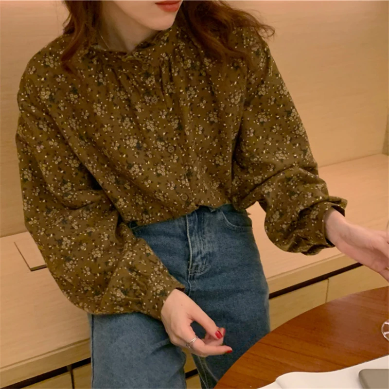 

New Spring Vintage Print Shirt Female Oversize Tops Womens Long Sleeve Girls Blouse Summer Plus Size Women Blouses Femme Blusas