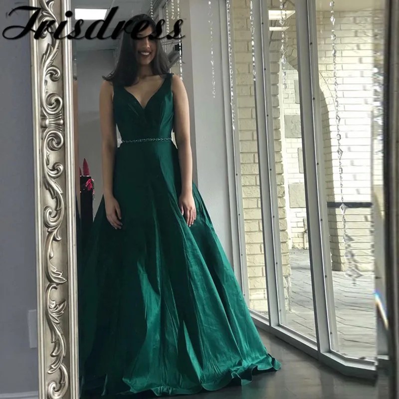 Темно зеленое платье на выпускной платья длинные 2020 элегантный v образный вырез