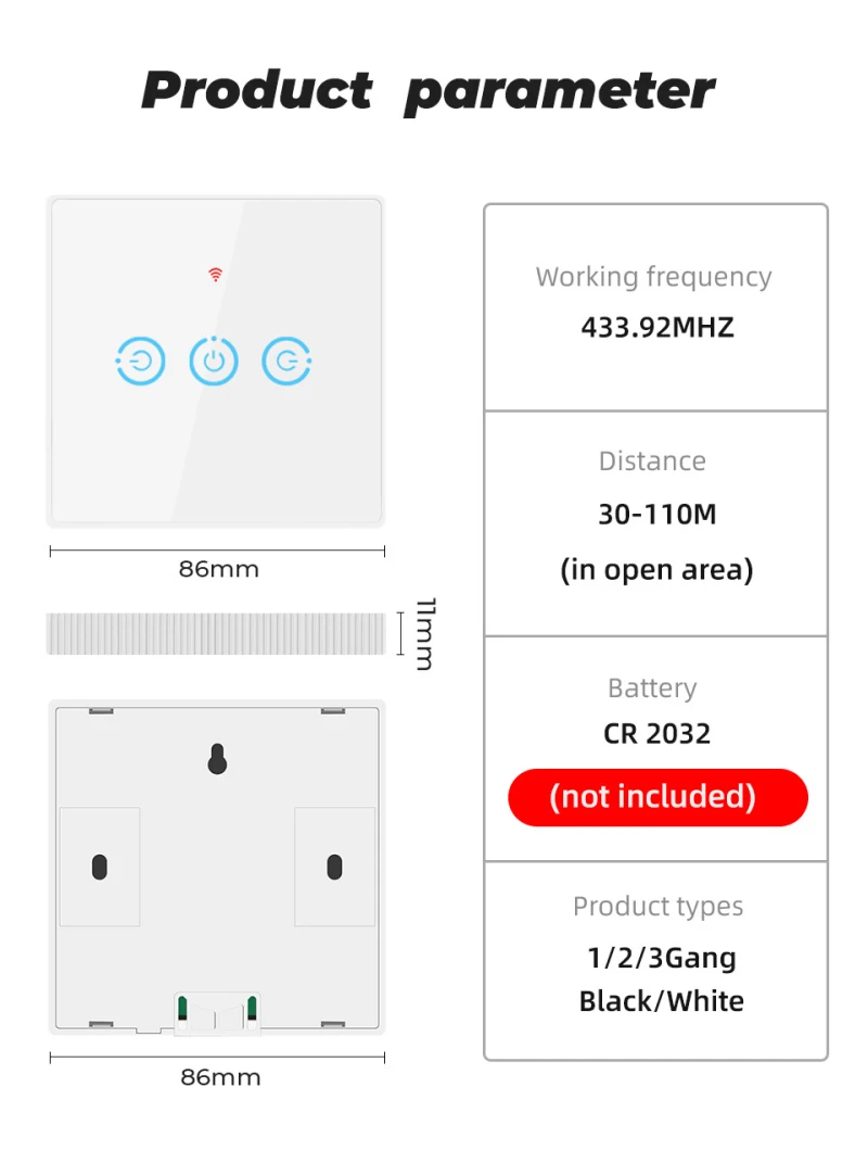 RF 433 МГц беспроводной умный настенный выключатель 86 панельный передатчик