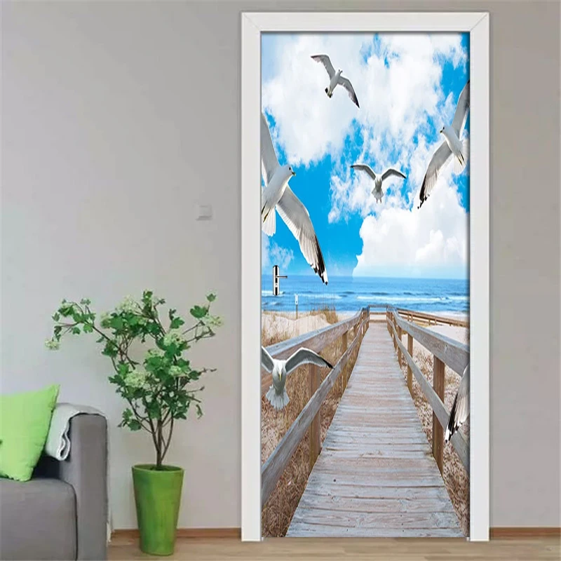 2 шт./компл. голубое небо Приморье деревянный мост голубь декор дома DIY 3D дверь
