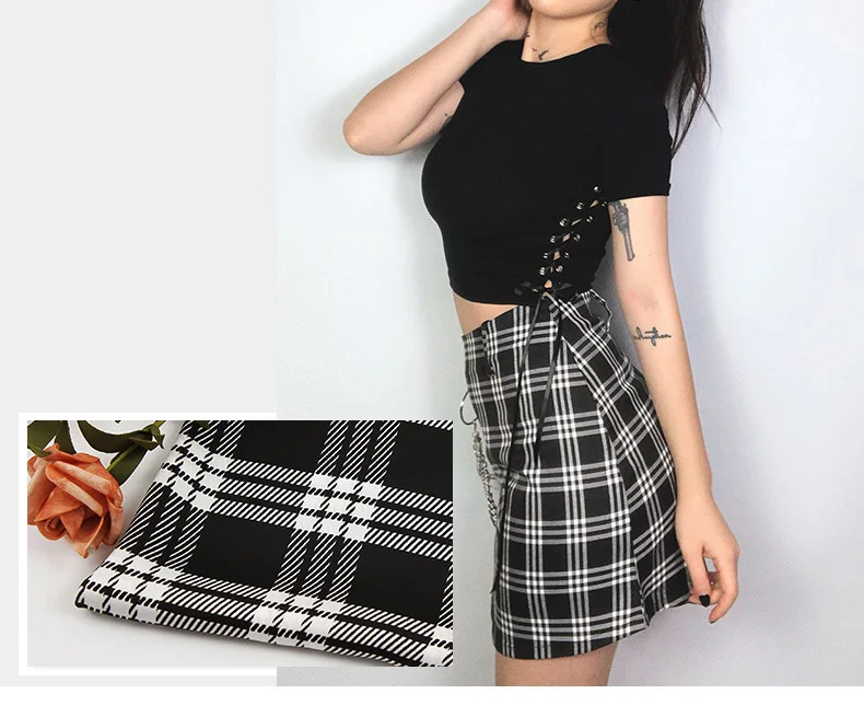 

75D satin imitation silk chiffon check printing fabric DIY top dress fabric