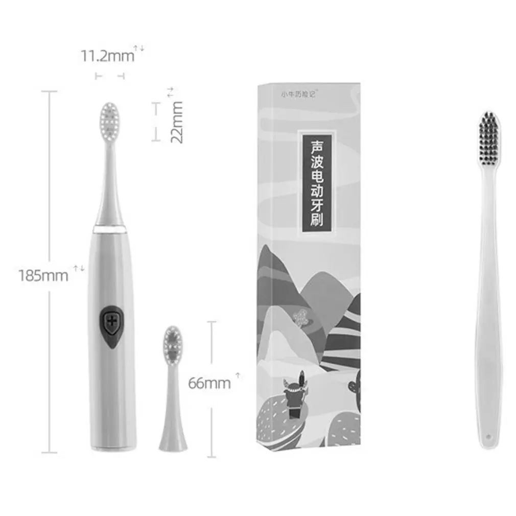 3-in-1 Electric Toothbrush Waterproof Upgraded Sonic Smart Replaceable Non-rechargeable Adult Soft Fur Electric Toothbrush