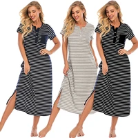 spring and summer womens nightdress short sleeved striped comfortable loose home service sleep tops sleepwear women nightwear