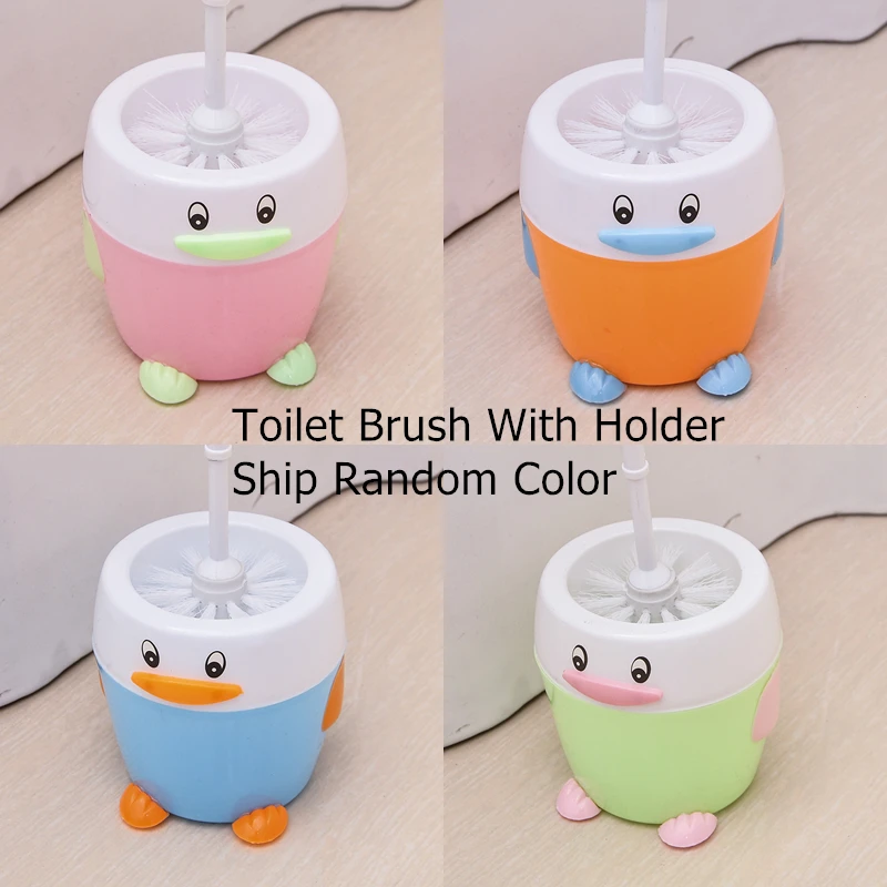 

Cartoon Penguin Toilet Brush Set with Holder Toilet Cleaning Brush Base Home Household Cleaning Tools Suite Bathroom Accessories