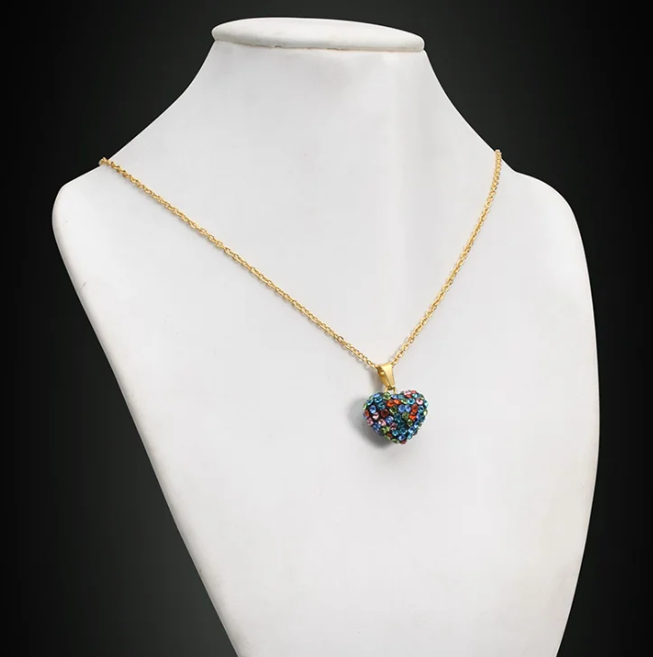 Женские Ювелирные наборы ожерелье и серьги с разноцветными кристаллами кулоном
