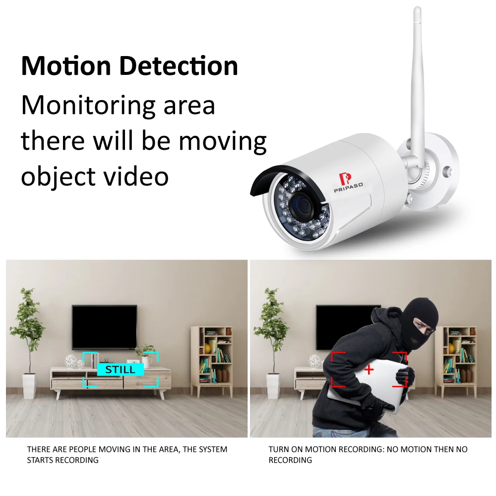 PRIPASO Беспроводная комнатная камера безопасности 1080P Водонепроницаемая 2.0MP HD Wifi