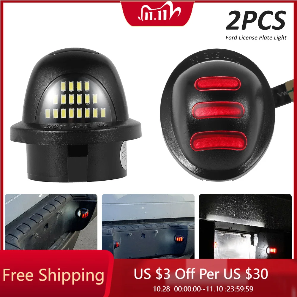 

LED License Plate Light Assembly, Waterproof License Plate Lamp Taillight, Running Lights Tag Lamp Replacement for Ford
