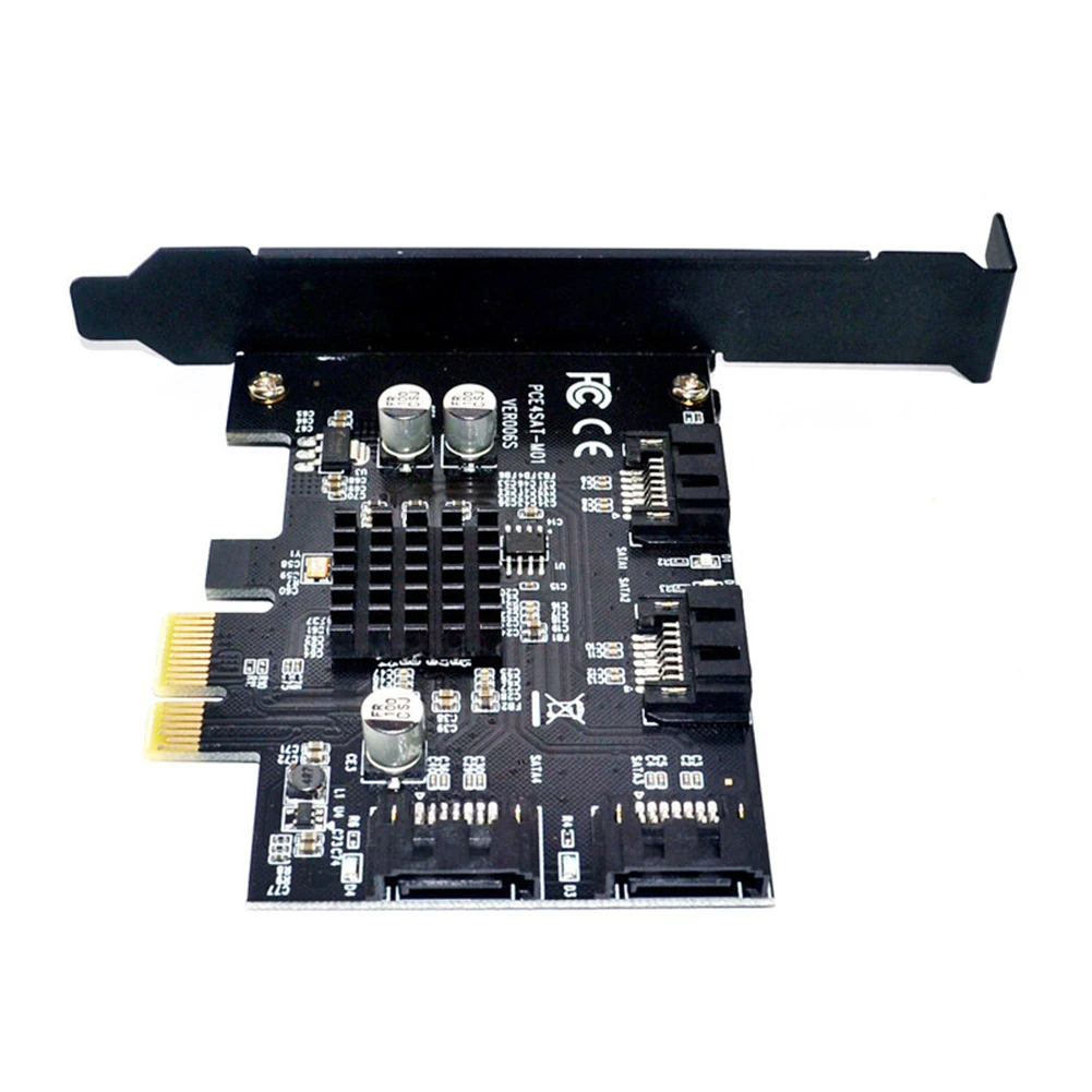 

4 Port SATA III PCI-E Adapter Card SATA 3.0 Expansion Riser Card Controller