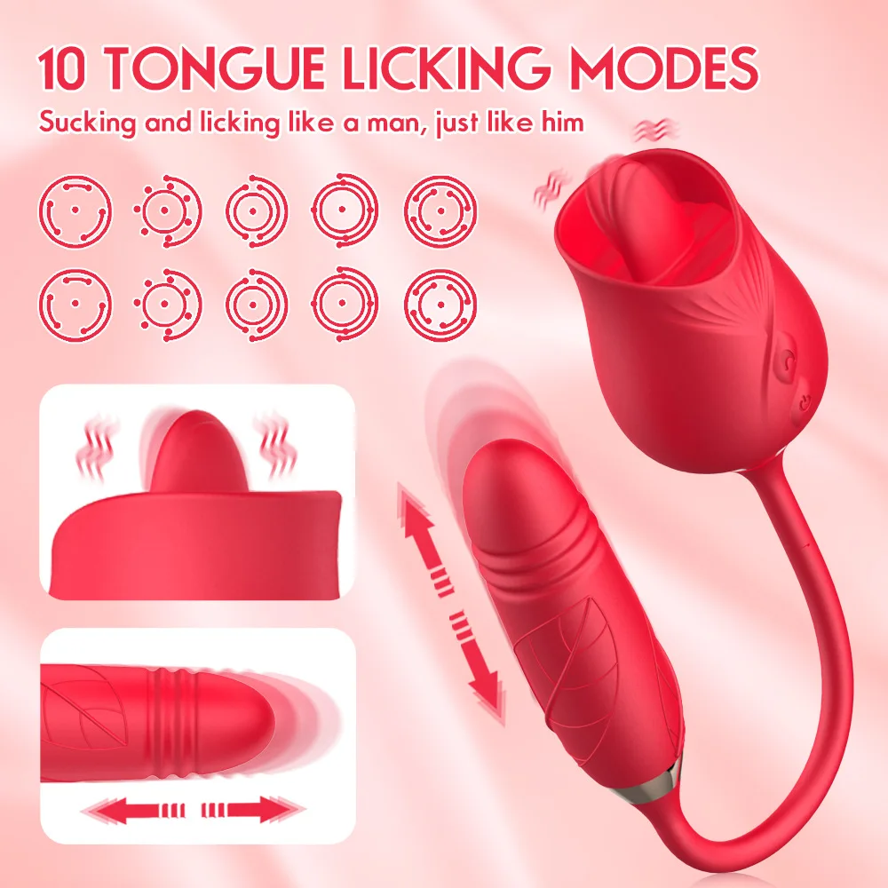 

Rose Shape Double headed Vagina Sucking Vibrator Nipple Sucker Oral Licking Clitoris Stimulation Powerful Sex Toys for Women