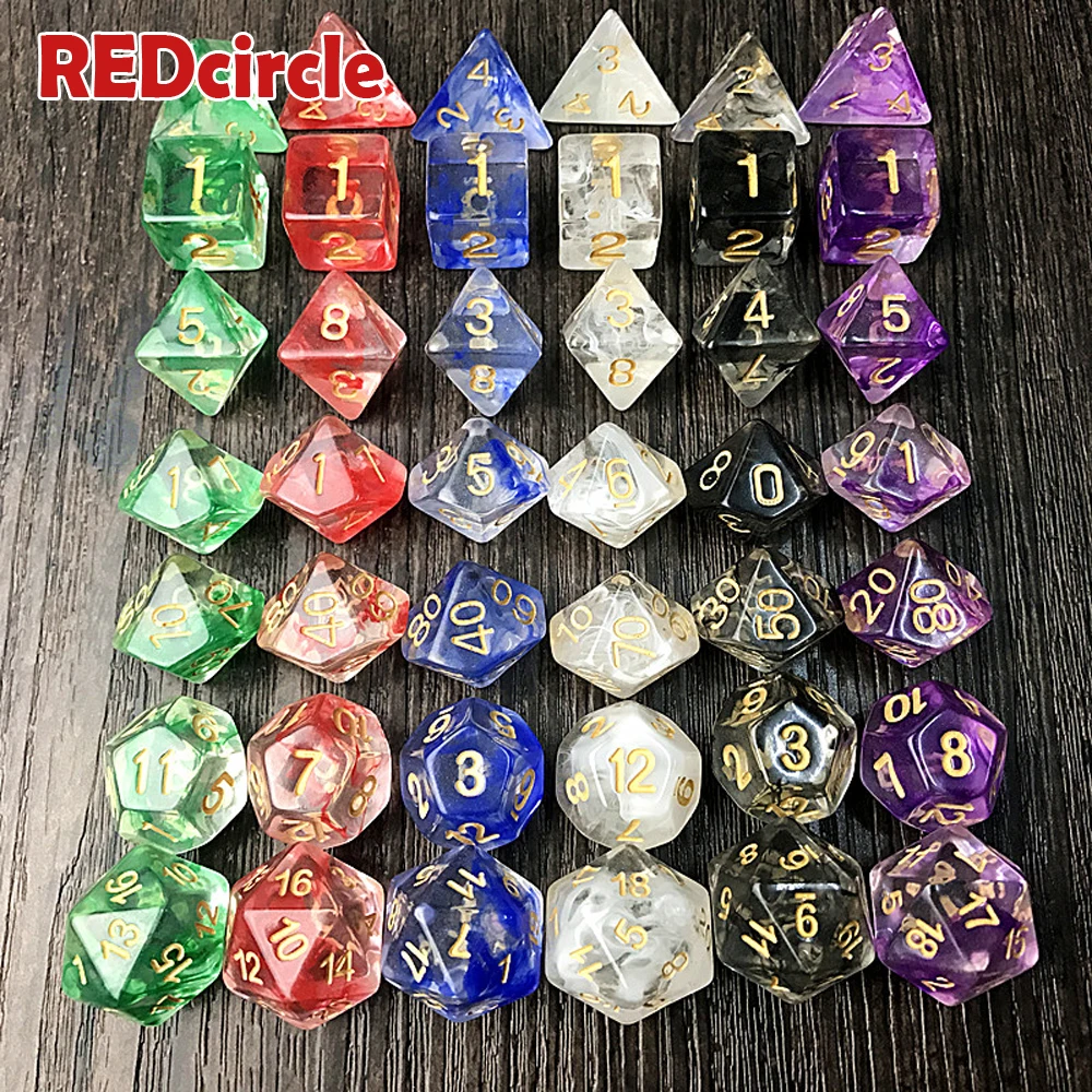 Абсолютно новый набор игральных костей из 7 штук с эффектом туманности Poker D & d D4 d6