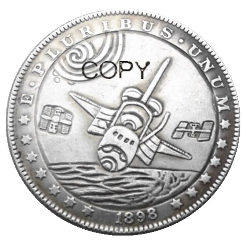 

US Hobo 1898 Morgan Dollar In Spaceship Silver Plated Copy Coins （Type 19）