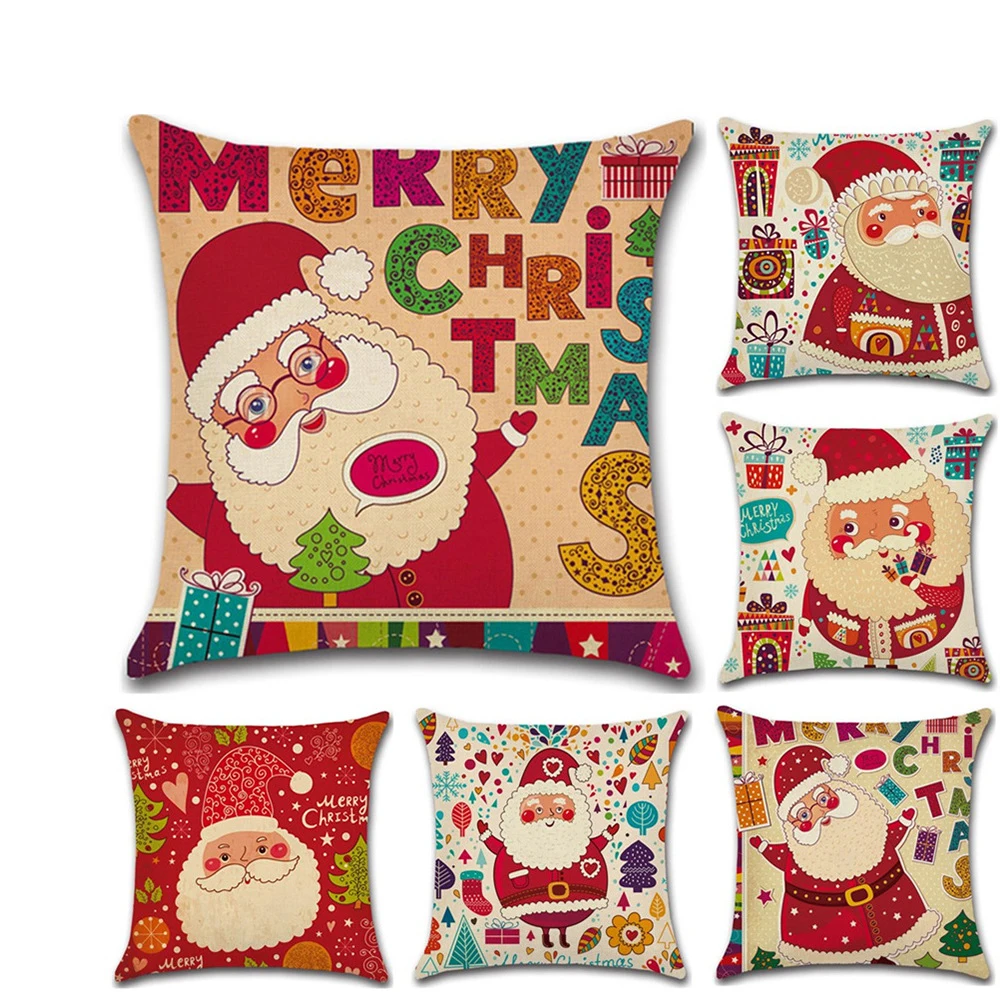 

New Christmas cartoon snowman house Printed Cushion Cover linen pillow cover chair sofa bed car room Home Dec wholesale MF146