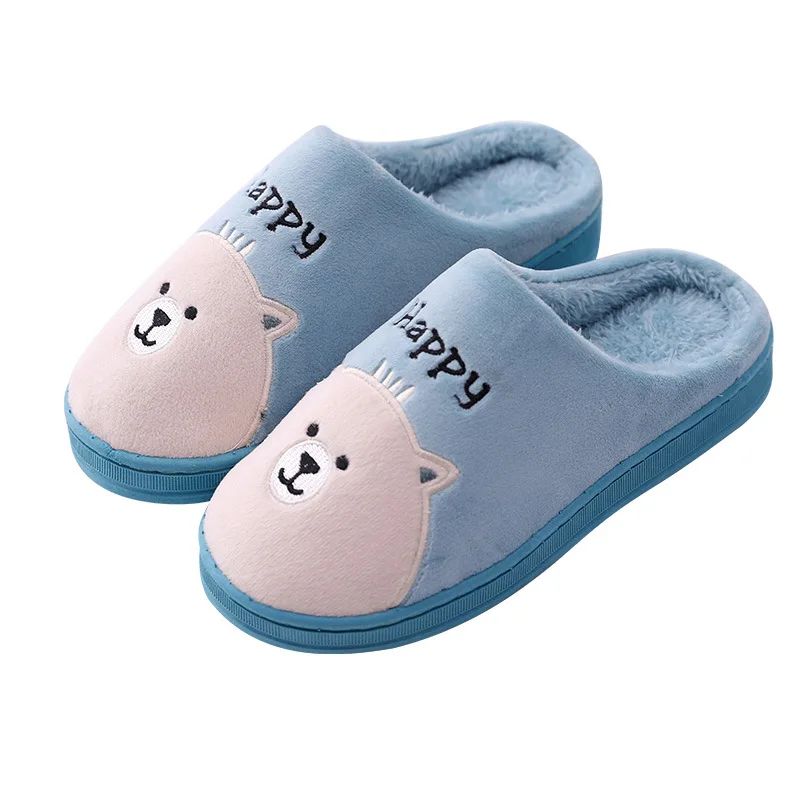 Прямая поставка Мужские зимние домашние тапочки Обувь с рисунком медведя Мягкие