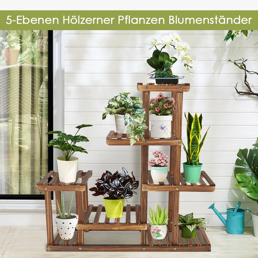 

Multi-tiers Wooden Plant Stand Balcony Garden Flower Plant Stand Display Shelf Garden Plant Shelf