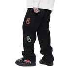 Брюки-карго Cyber Y2k мужские и женские, прямые брюки из денима в стиле ретро с карманами, с надписью, стиль Харадзюку, Повседневная Уличная одежда