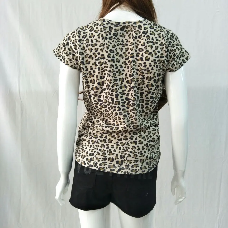 Женская футболка с леопардовым принтом и коротким рукавом | одежда