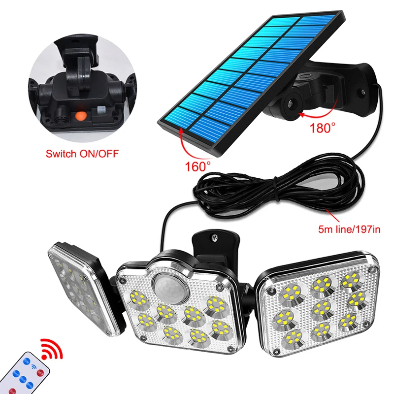 Светильник на солнечной батарее 3 головки водонепроницаемый 270 ° регулируемый