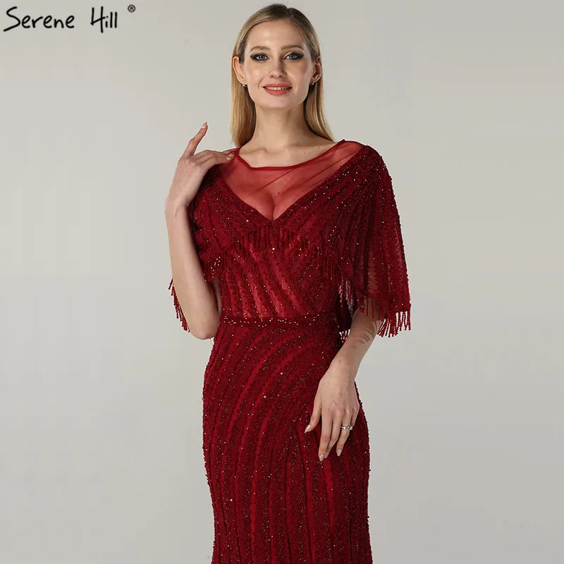 Платье без рукавов с шалью в дубаи винно Красные кружевные вечерние платья